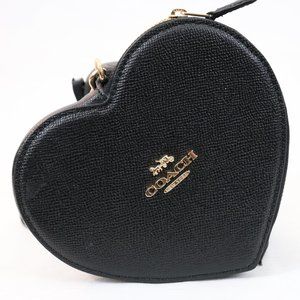 Coach Heart Shaped Wristlet Bag Black